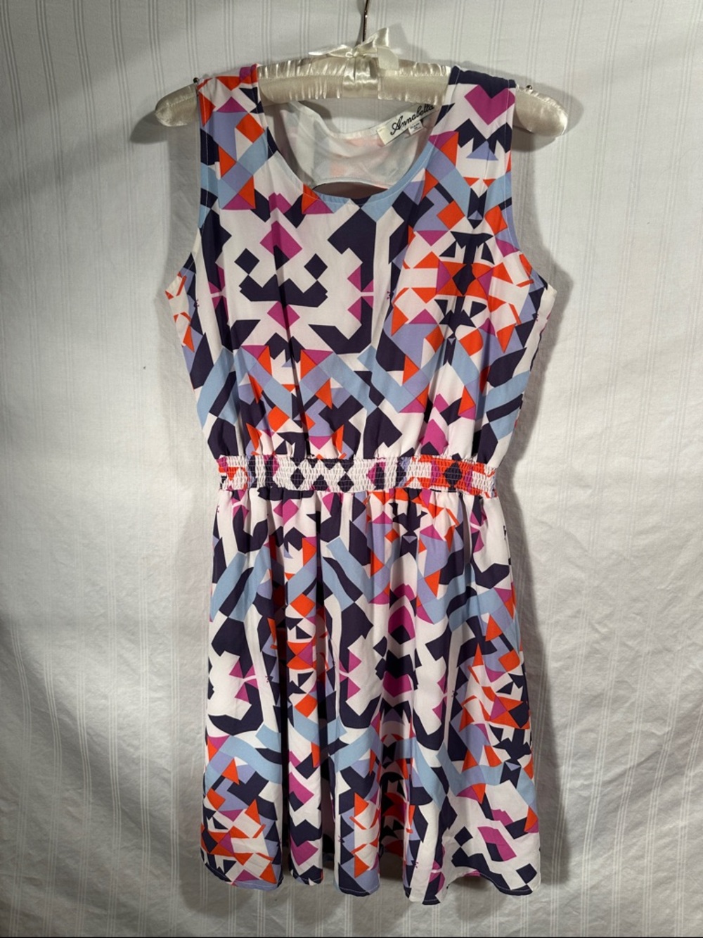 Annabella Cream & Pink Geometric Sundress